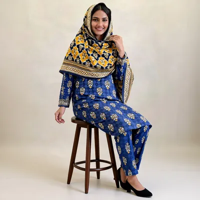 Stylish 3 Pcs Women's Unstitched Digital Print Suit thumbnail 5