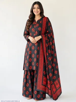 Stylish 3 Pcs Women's Unstitched Digital Print Suit