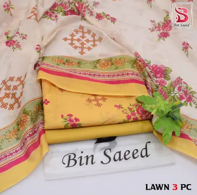 Stylish 3 Pcs Women's Unstitched Lawn Digital Print Suit thumbnail 7