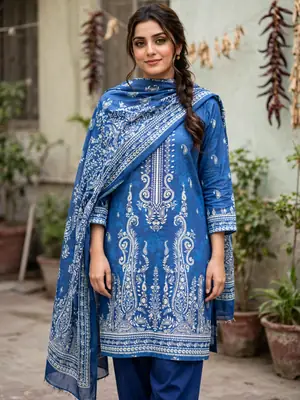 Stylish 3 Pcs Women's Unstitched Lawn Digital Print Suit