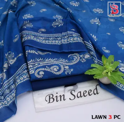 Stylish 3 Pcs Women's Unstitched Lawn Digital Print Suit thumbnail 6