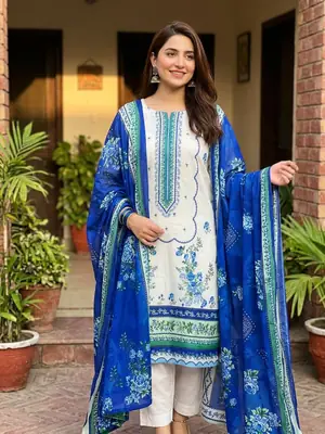 Stylish 3 Pcs Women's Unstitched Lawn Digital Print Suit