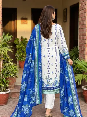 Stylish 3 Pcs Women's Unstitched Lawn Digital Print Suit thumbnail 5