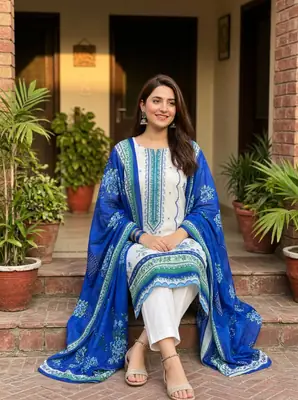 Stylish 3 Pcs Women's Unstitched Lawn Digital Print Suit thumbnail 6