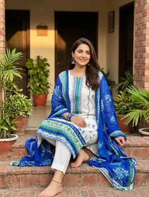 Stylish 3 Pcs Women's Unstitched Lawn Digital Print Suit thumbnail 7