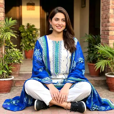 Stylish 3 Pcs Women's Unstitched Lawn Digital Print Suit thumbnail 8