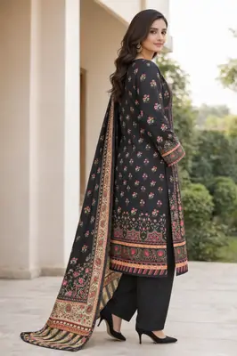Stylish 3 Pcs Women's Unstitched Lawn Digital Print Suit thumbnail 2