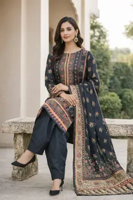 Stylish 3 Pcs Women's Unstitched Lawn Digital Print Suit thumbnail 4