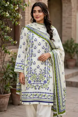 Stylish 3 Pcs Women's Unstitched Lawn Digital Print Suit
