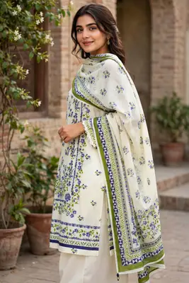 Stylish 3 Pcs Women's Unstitched Lawn Digital Print Suit thumbnail 2