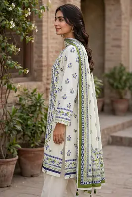 Stylish 3 Pcs Women's Unstitched Lawn Digital Print Suit thumbnail 3