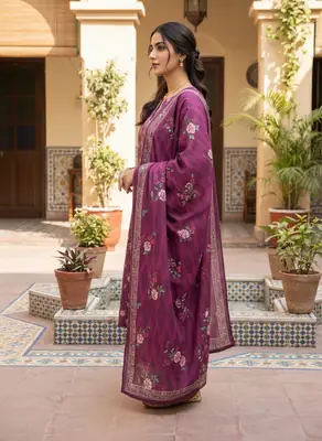 Stylish 3 Pcs Women's Unstitched Lawn Digital Print Suit thumbnail 2