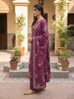 Stylish 3 Pcs Women's Unstitched Lawn Digital Print Suit thumbnail 4