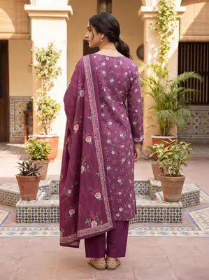 Stylish 3 Pcs Women's Unstitched Lawn Digital Print Suit thumbnail 6