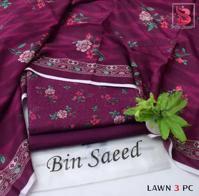 Stylish 3 Pcs Women's Unstitched Lawn Digital Print Suit thumbnail 8