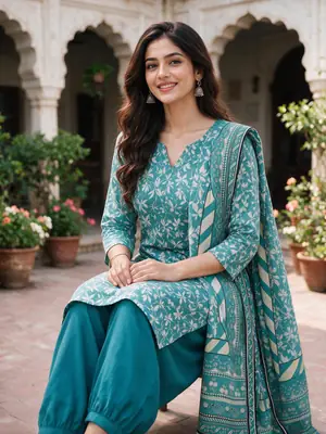 Stylish 3 Pcs Women's Unstitched Lawn Digital Print Suit thumbnail 4
