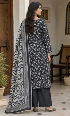 Stylish 3 Pcs Women's Unstitched Lawn Digital Print Suit thumbnail 5