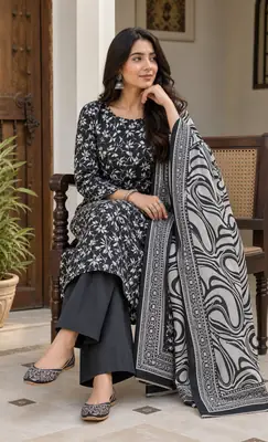 Stylish 3 Pcs Women's Unstitched Lawn Digital Print Suit thumbnail 6