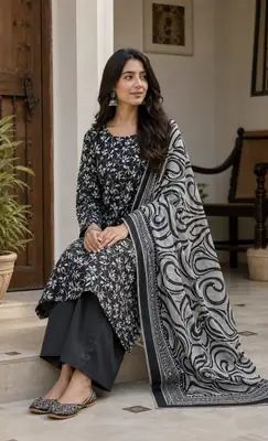 Stylish 3 Pcs Women's Unstitched Lawn Digital Print Suit thumbnail 7