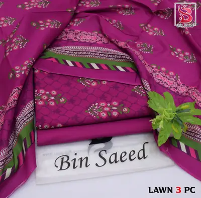 Stylish 3 Pcs Women's Unstitched Lawn Digital Print Suit thumbnail 10