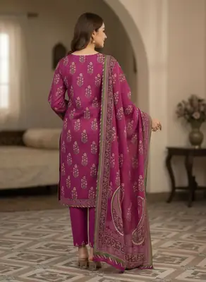 Stylish 3 Pcs Women's Unstitched Lawn Digital Print Suit thumbnail 4
