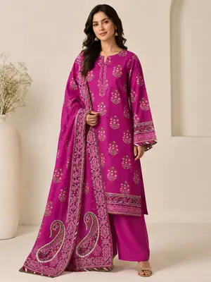 Stylish 3 Pcs Women's Unstitched Lawn Digital Print Suit thumbnail 9