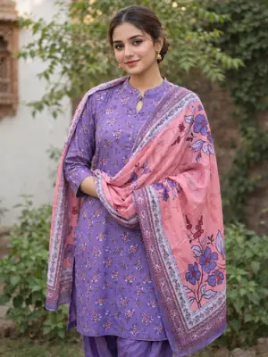 Stylish 3 Pcs Women's Unstitched Lawn Digital Print Suit