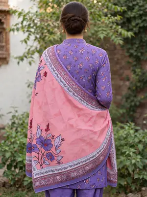 Stylish 3 Pcs Women's Unstitched Lawn Digital Print Suit thumbnail 5