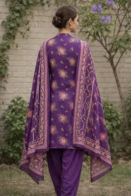 Stylish 3 Pcs Women's Unstitched Lawn Digital Print Suit thumbnail 4