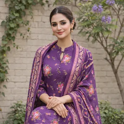 Stylish 3 Pcs Women's Unstitched Lawn Digital Print Suit thumbnail 6