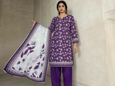 Stylish 3 Pcs Women's Unstitched Lawn Digital Print Suit