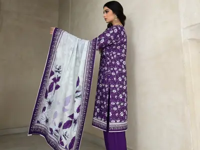 Stylish 3 Pcs Women's Unstitched Lawn Digital Print Suit thumbnail 2