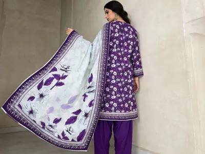 Stylish 3 Pcs Women's Unstitched Lawn Digital Print Suit thumbnail 4