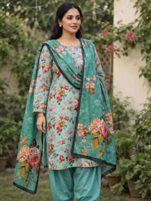 Stylish 3 Pcs Women's Unstitched Lawn Digital Print Suit
