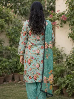 Stylish 3 Pcs Women's Unstitched Lawn Digital Print Suit thumbnail 3