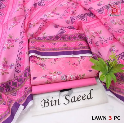 Stylish 3 Pcs Women's Unstitched Lawn Digital Print Suit thumbnail 8