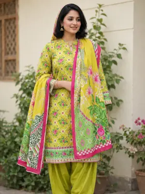 Stylish 3 Pcs Women's Unstitched Lawn Digital Print Suit