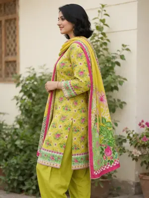 Stylish 3 Pcs Women's Unstitched Lawn Digital Print Suit thumbnail 2