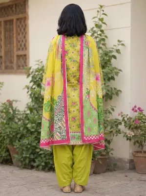 Stylish 3 Pcs Women's Unstitched Lawn Digital Print Suit thumbnail 5
