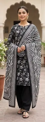 Stylish 3 Pcs Women's Unstitched Lawn Digital Print Suit