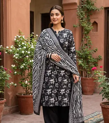 Stylish 3 Pcs Women's Unstitched Lawn Digital Print Suit thumbnail 4