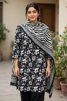 Stylish 3 Pcs Women's Unstitched Lawn Digital Print Suit thumbnail 6