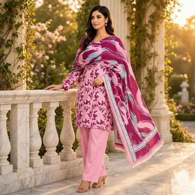 Stylish 3 Pcs Women's Unstitched Lawn Digital Print Suit
