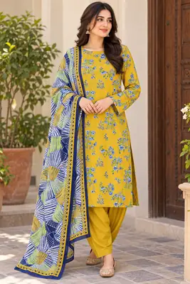 Stylish 3 Pcs Women's Unstitched Lawn Digital Print Suit