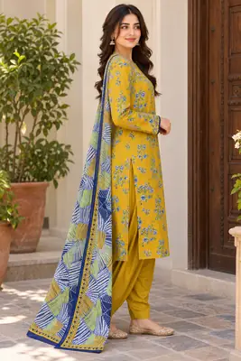 Stylish 3 Pcs Women's Unstitched Lawn Digital Print Suit thumbnail 2