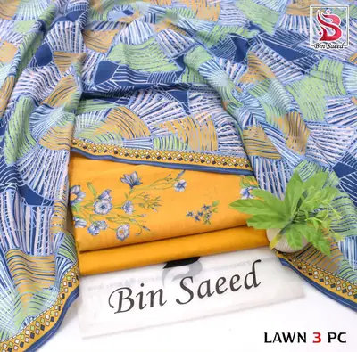 Stylish 3 Pcs Women's Unstitched Lawn Digital Print Suit thumbnail 7