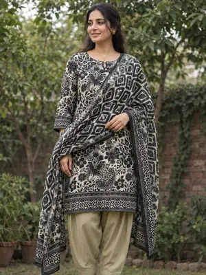 Stylish 3 Pcs Women's Unstitched Lawn Digital Print Suit
