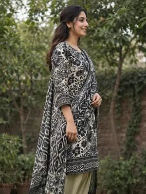 Stylish 3 Pcs Women's Unstitched Lawn Digital Print Suit thumbnail 3