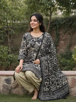 Stylish 3 Pcs Women's Unstitched Lawn Digital Print Suit thumbnail 7