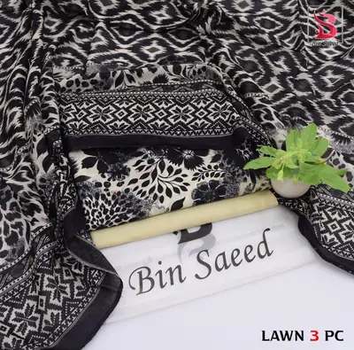 Stylish 3 Pcs Women's Unstitched Lawn Digital Print Suit thumbnail 8